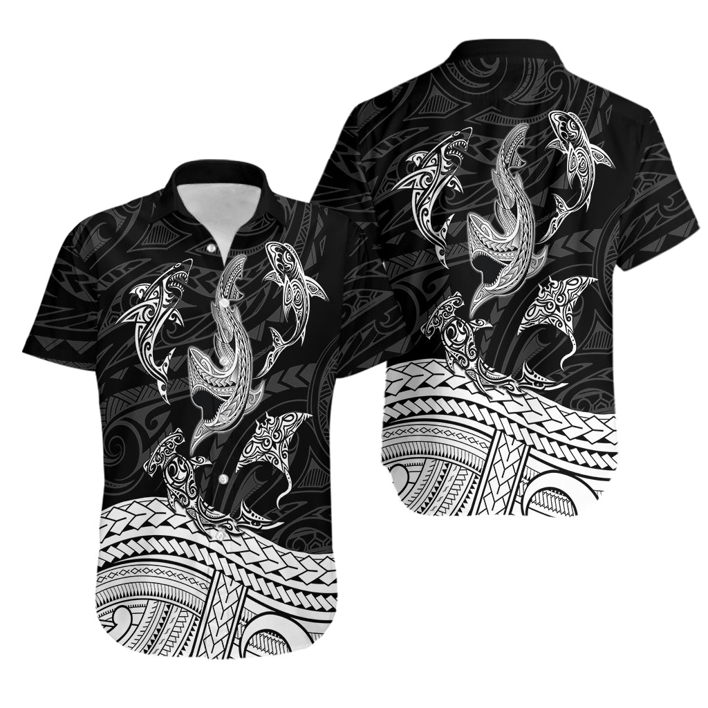 Polynesian Tribal Hawaiian Shirt with Sharks Tattoo White LT6 - Wonder Print Shop
