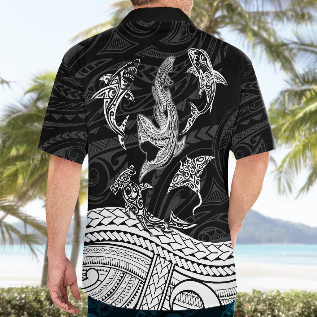 Polynesian Tribal Hawaiian Shirt with Sharks Tattoo White LT6 - Wonder Print Shop
