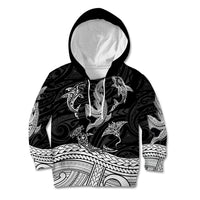 Polynesian Tribal Kid Hoodie with Sharks Tattoo White LT6 - Wonder Print Shop