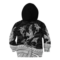 Polynesian Tribal Kid Hoodie with Sharks Tattoo White LT6 - Wonder Print Shop