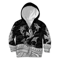 Polynesian Tribal Kid Hoodie with Sharks Tattoo White LT6 - Wonder Print Shop