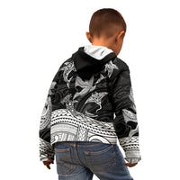 Polynesian Tribal Kid Hoodie with Sharks Tattoo White LT6 - Wonder Print Shop