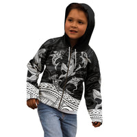 Polynesian Tribal Kid Hoodie with Sharks Tattoo White LT6 - Wonder Print Shop