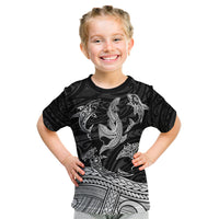 Polynesian Tribal Kid T Shirt with Sharks Tattoo White LT6 - Wonder Print Shop