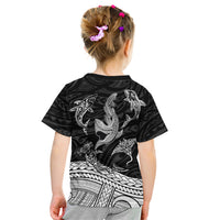 Polynesian Tribal Kid T Shirt with Sharks Tattoo White LT6 - Wonder Print Shop
