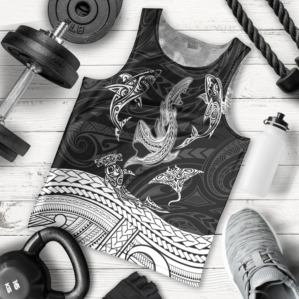 polynesian-tribal-men-tank-top-with-sharks-tattoo-white