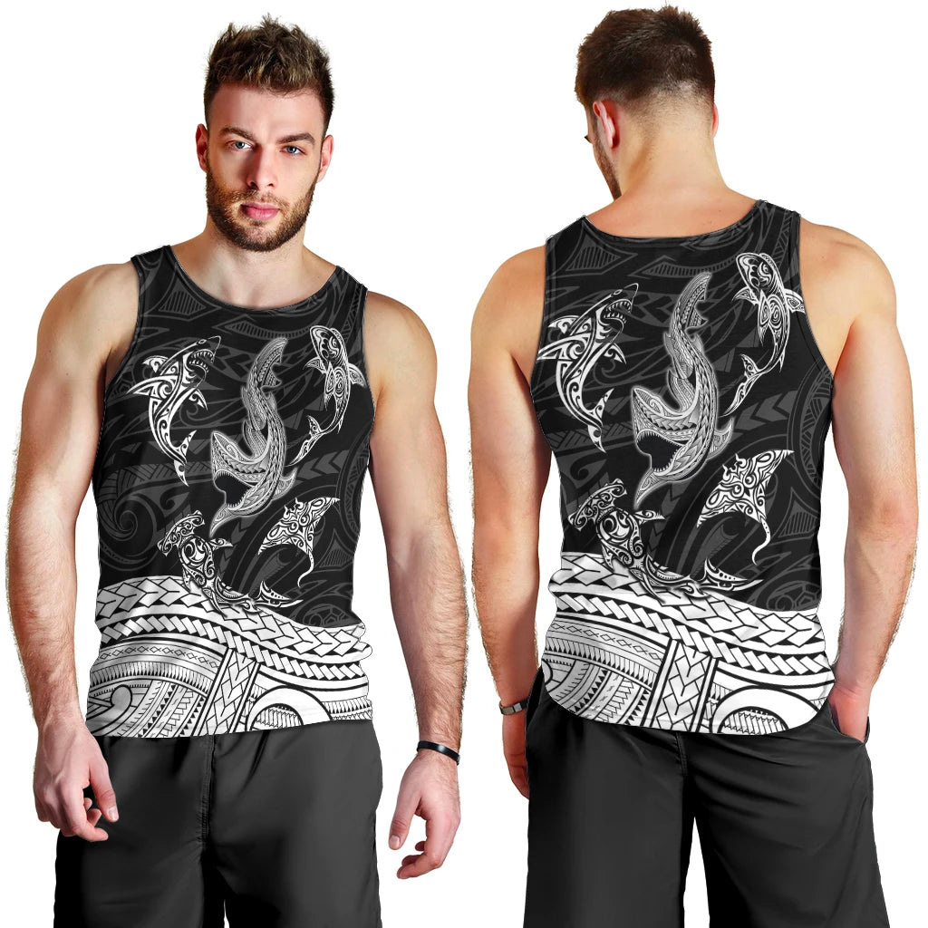 polynesian-tribal-men-tank-top-with-sharks-tattoo-white