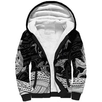 Polynesian Tribal Sherpa Hoodie with Sharks Tattoo White LT6 - Wonder Print Shop