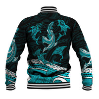 Polynesian Tribal Baseball Jacket with Sharks Tattoo Green LT6 - Wonder Print Shop