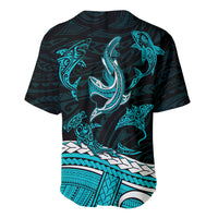 Polynesian Tribal Baseball Jersey with Sharks Tattoo Green LT6 - Wonder Print Shop