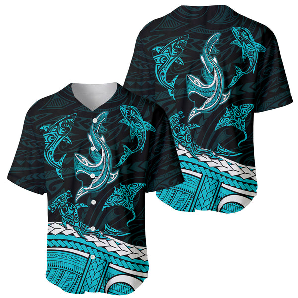 Polynesian Shark Tattoo Hawaii Tribal Baseball Jersey - LT12 main image 0