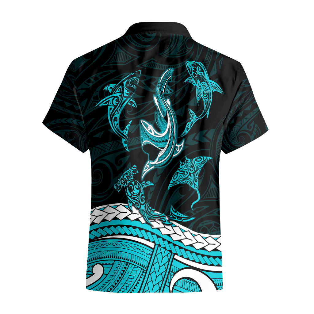 Polynesian Tribal Hawaiian Shirt with Sharks Tattoo Green LT6 - Wonder Print Shop