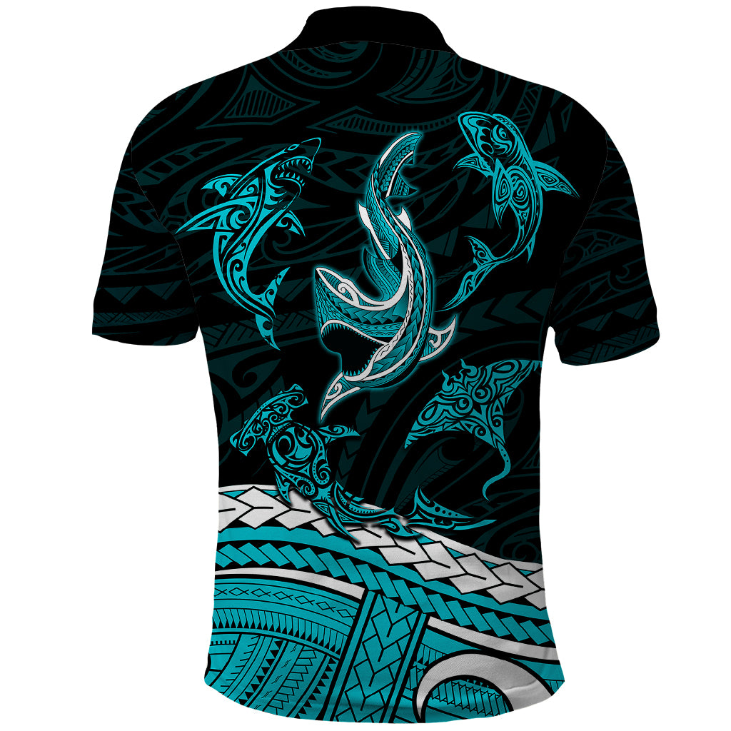 Polynesian Tribal Polo Shirt with Sharks Tattoo Green LT6 - Wonder Print Shop