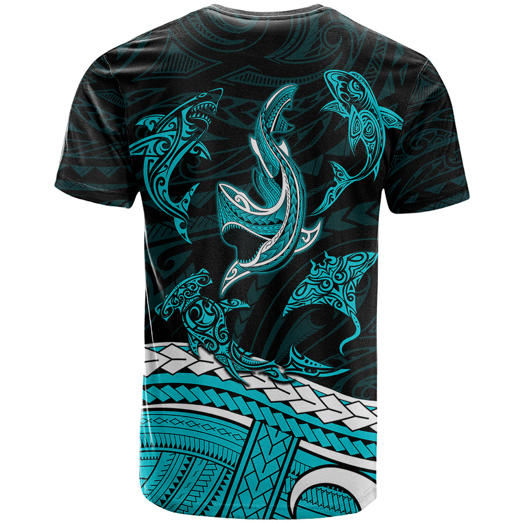 Polynesian Tribal T Shirt with Sharks Tattoo Green LT6 - Wonder Print Shop