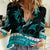 Polynesian Tribal Women Casual Shirt with Sharks Tattoo Green LT6 - Wonder Print Shop