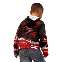 Polynesian Tribal Kid Hoodie with Sharks Tattoo Red LT6 - Wonder Print Shop