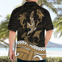 Polynesian Tribal Hawaiian Shirt with Sharks Tattoo Gold LT6 - Wonder Print Shop