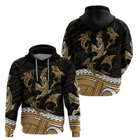Polynesian Tribal Hoodie with Sharks Tattoo Gold LT6 - Wonder Print Shop