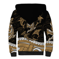 Polynesian Tribal Sherpa Hoodie with Sharks Tattoo Gold LT6 - Wonder Print Shop