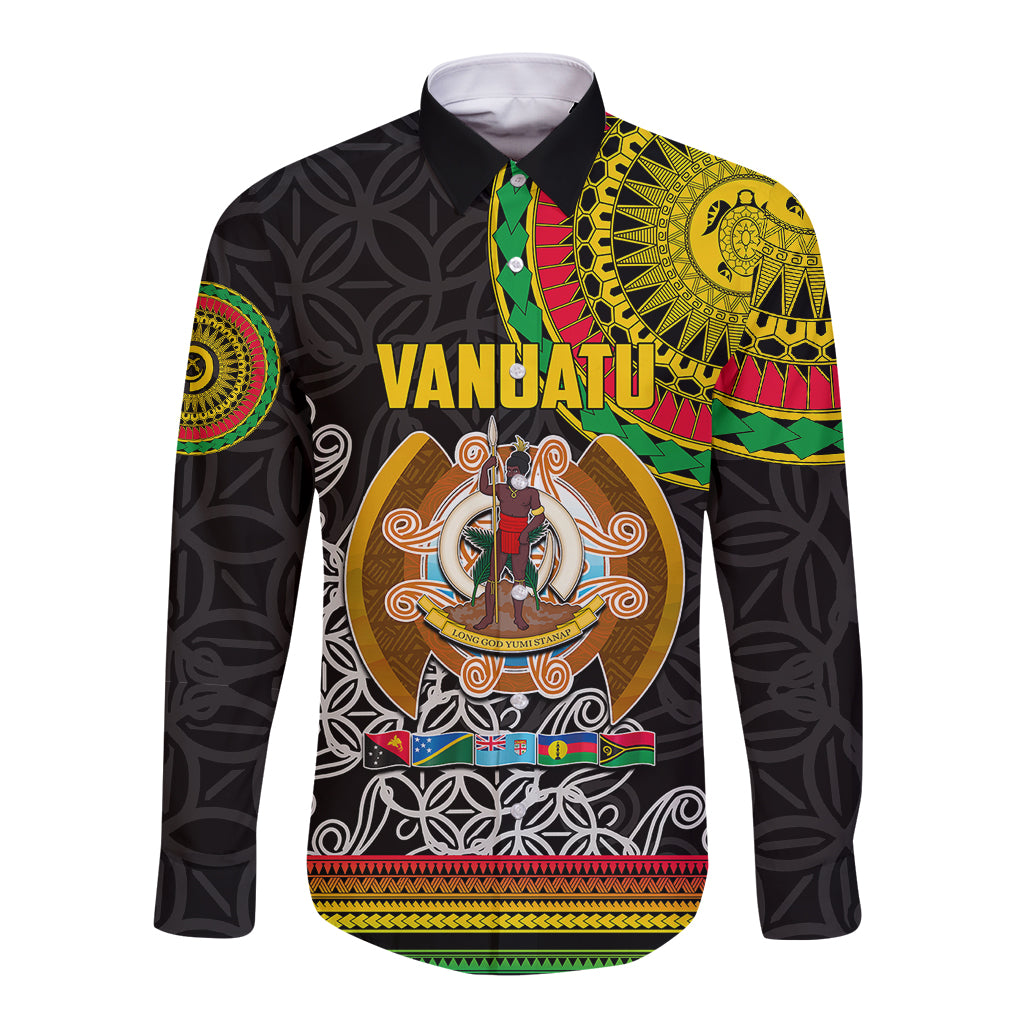 Vanuatu Long Sleeve Button Shirt Melanesian Festival LT6 - Wonder Print Shop