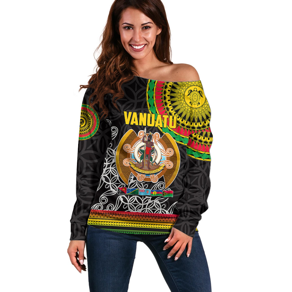 Vanuatu Off Shoulder Sweater Melanesian Festival LT6 - Wonder Print Shop