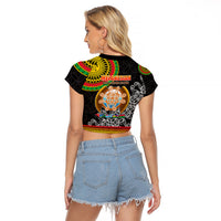Vanuatu Raglan Cropped T Shirt Melanesian Festival LT6 - Wonder Print Shop
