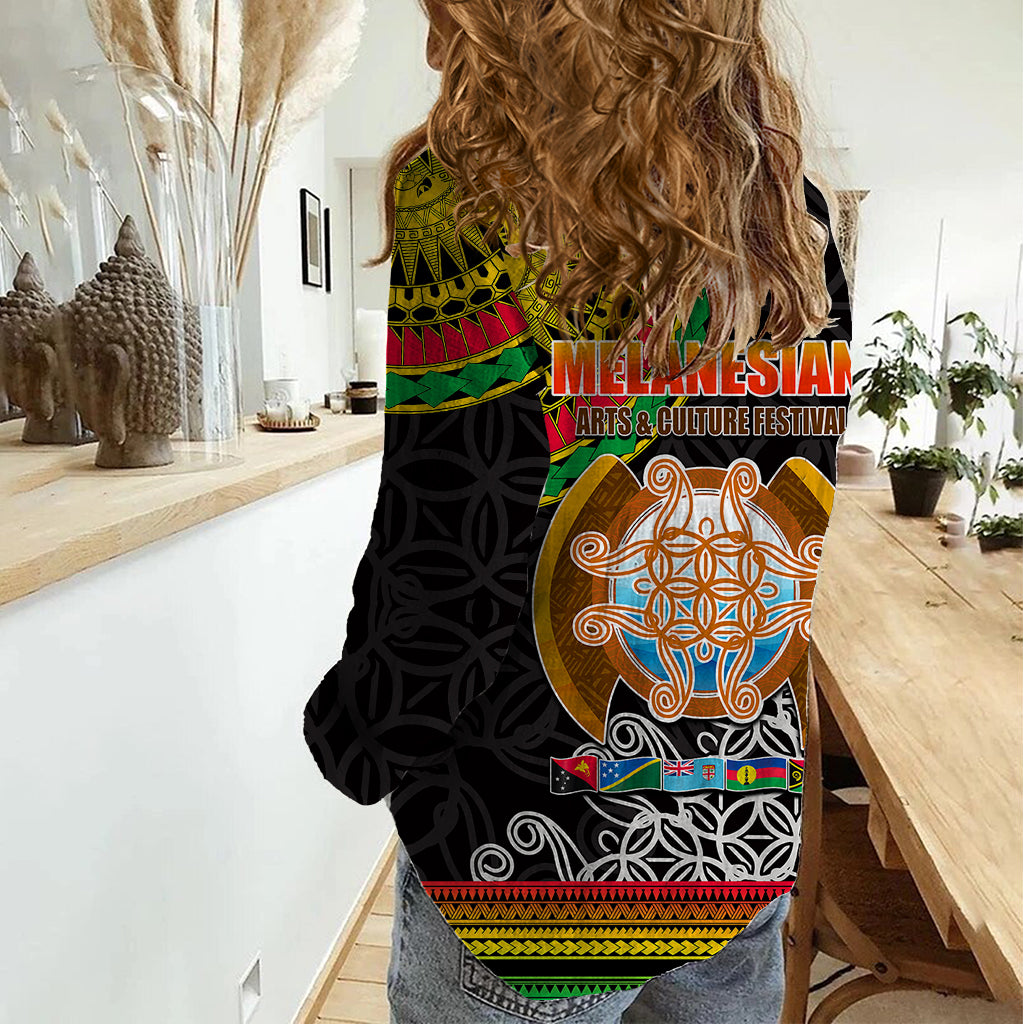 Vanuatu Women Casual Shirt Melanesian Festival LT6 - Wonder Print Shop