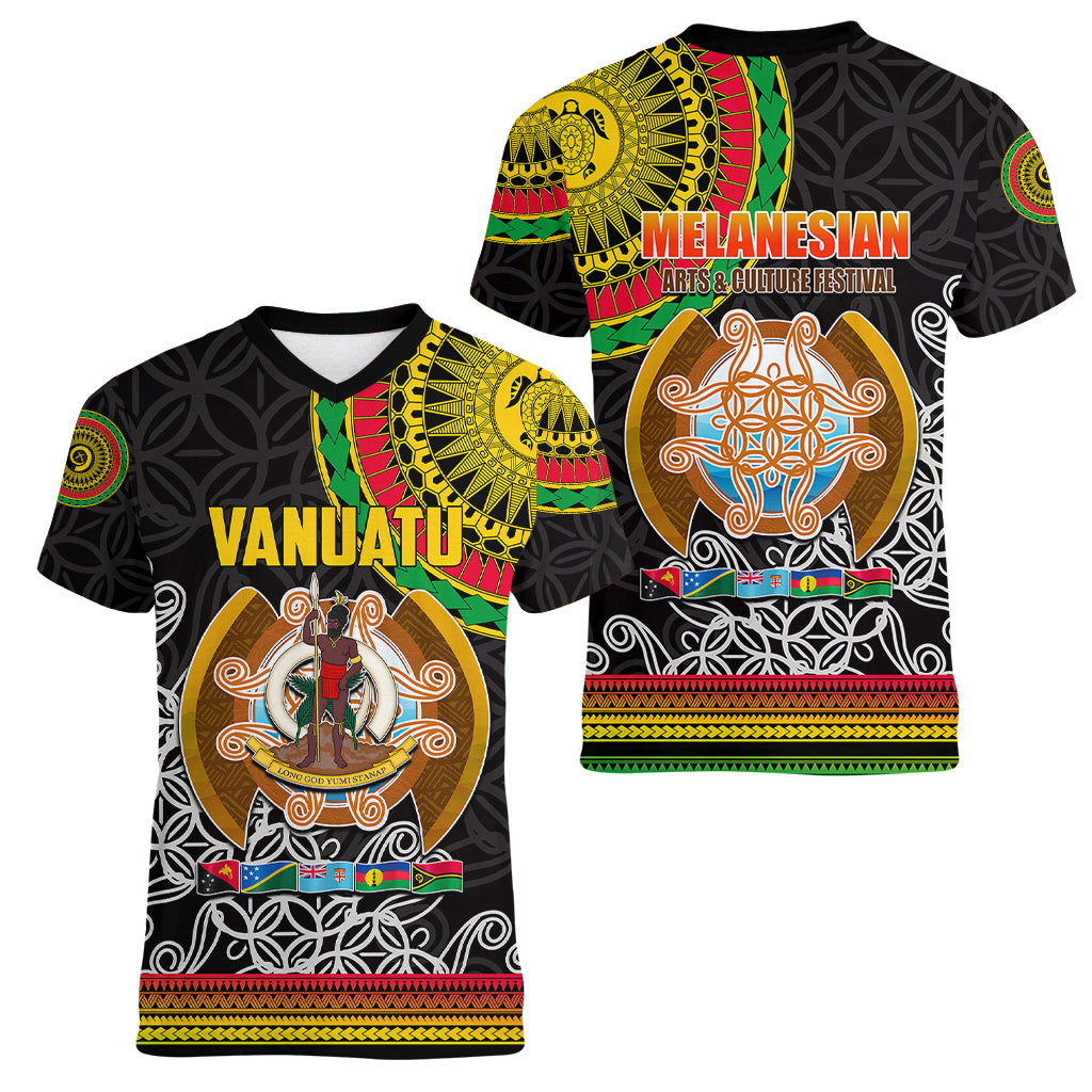 Vanuatu Women V Neck T Shirt Melanesian Festival LT6 - Wonder Print Shop