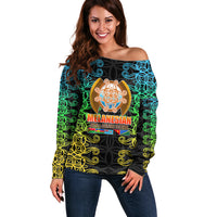 Melanesian Festival 2023 Off Shoulder Sweater Tribal Patterns LT6 - Wonder Print Shop