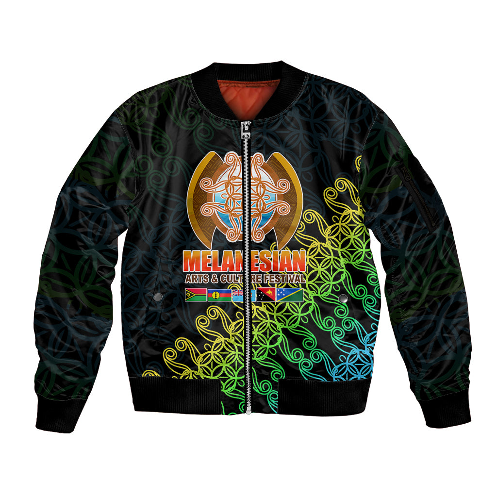 Melanesian Festival 2023 Sleeve Zip Bomber Jacket Fest'Napuan Black Style LT6 - Wonder Print Shop