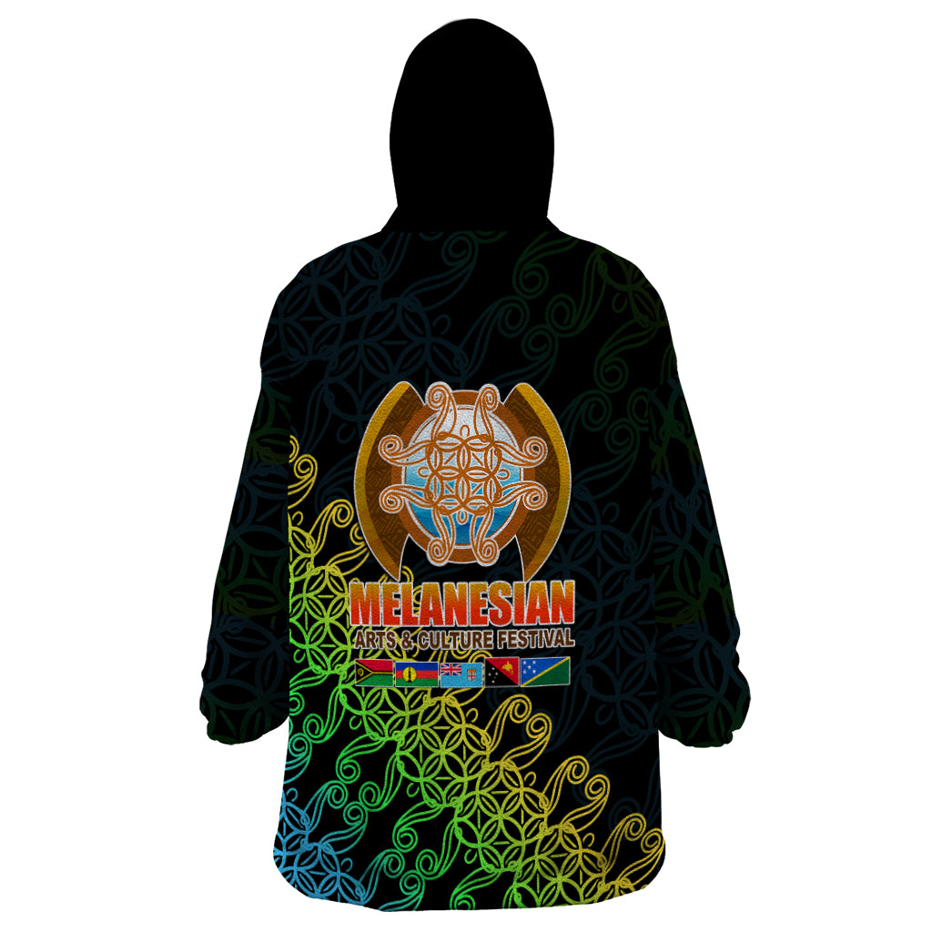 Melanesian Festival 2023 Wearable Blanket Hoodie Fest'Napuan Black Style LT6 - Wonder Print Shop