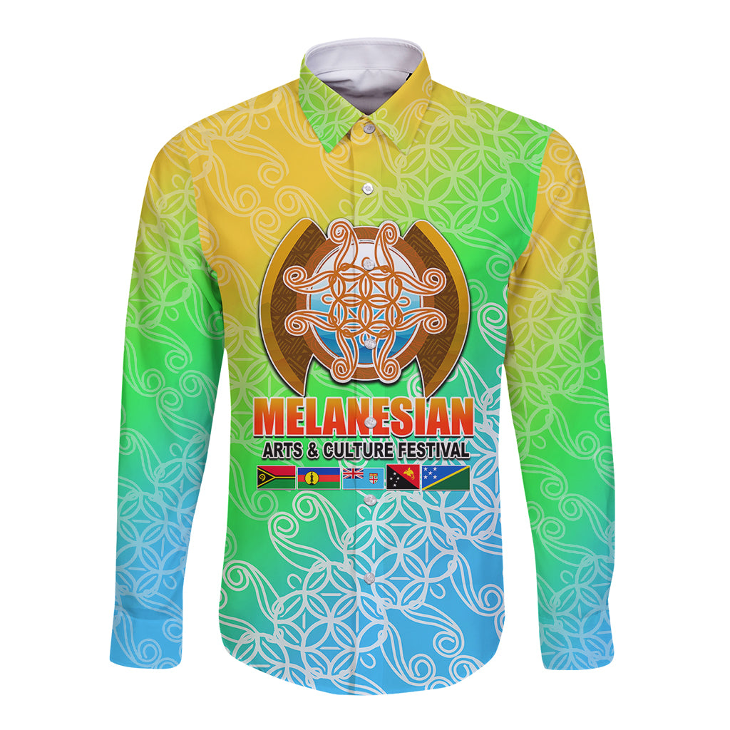 Melanesian Festival 2023 Long Sleeve Button Shirt Fest'Napuan Colorful Style LT6 - Wonder Print Shop