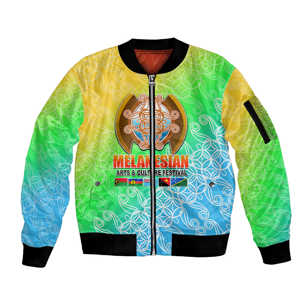 Melanesian Festival 2023 Sleeve Zip Bomber Jacket Fest'Napuan Colorful Style LT6 - Wonder Print Shop