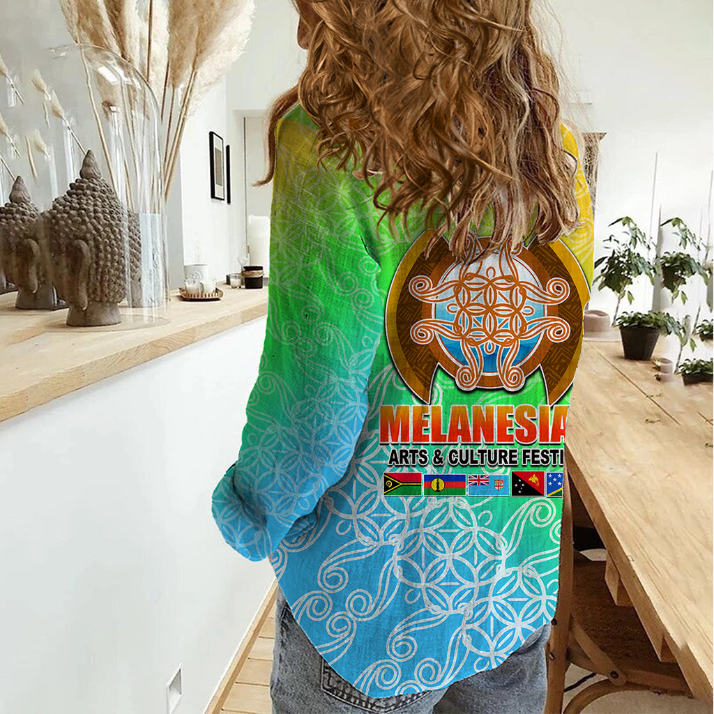 Melanesian Festival 2023 Women Casual Shirt Fest'Napuan Colorful Style LT6 - Wonder Print Shop