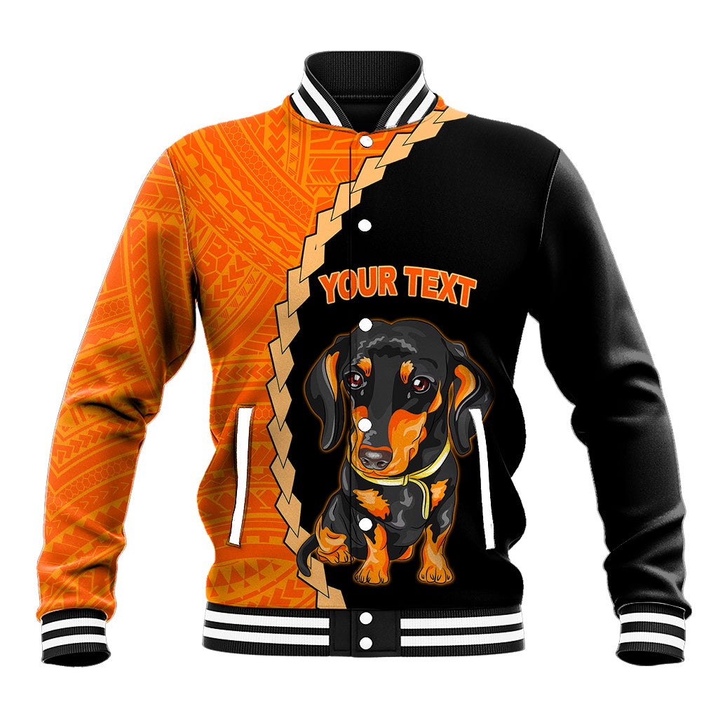 Custom Dachshund Dog Baseball Jacket With Polynesian Tribal Tattoo LT6 - Wonder Print Shop