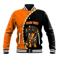 Custom Dachshund Dog Baseball Jacket With Polynesian Tribal Tattoo LT6 - Wonder Print Shop