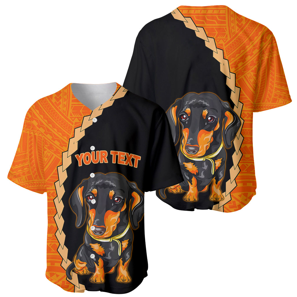 Custom Dachshund Dog Baseball Jersey With Polynesian Tribal Tattoo LT6 - Wonder Print Shop
