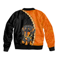 Custom Dachshund Dog Bomber Jacket With Polynesian Tribal Tattoo LT6 - Wonder Print Shop