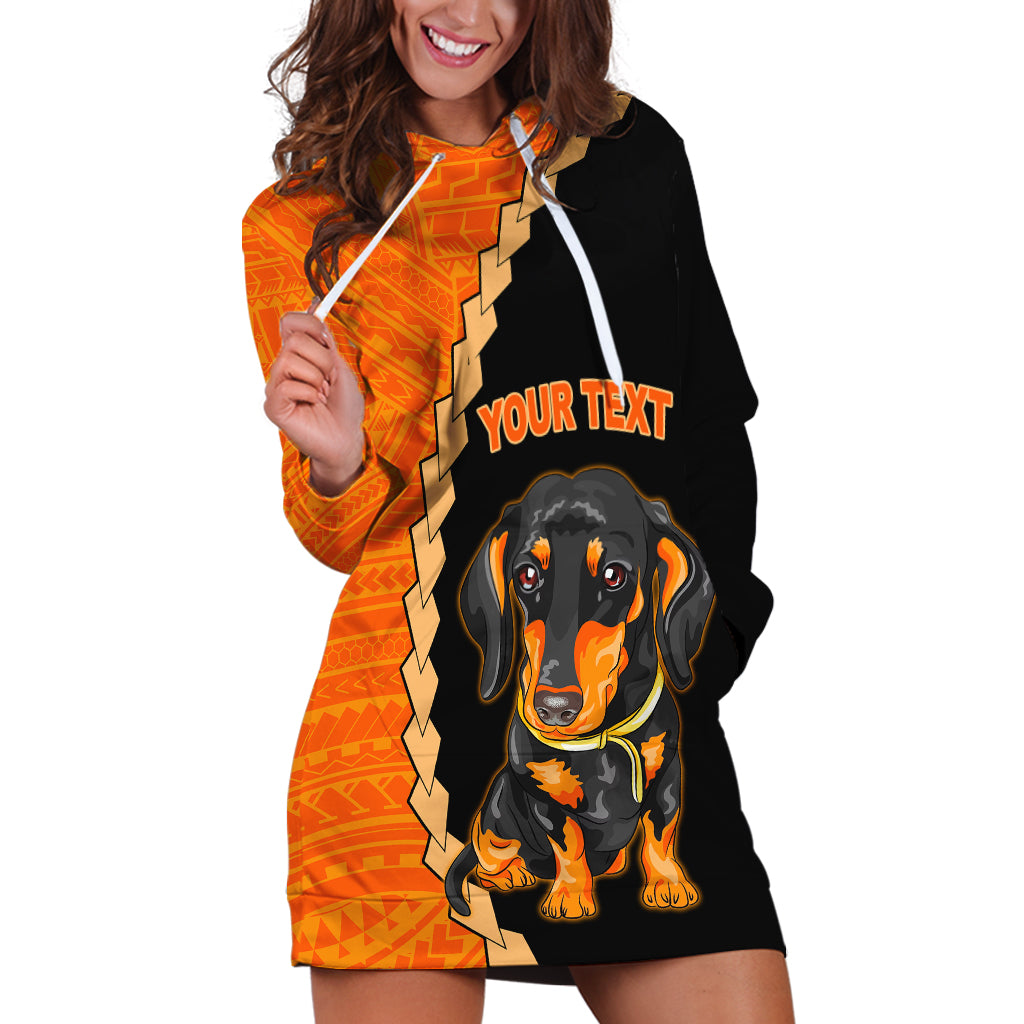 Custom Dachshund Dog Hoodie Dress With Polynesian Tribal Tattoo LT6 - Wonder Print Shop
