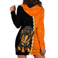 Custom Dachshund Dog Hoodie Dress With Polynesian Tribal Tattoo LT6 - Wonder Print Shop