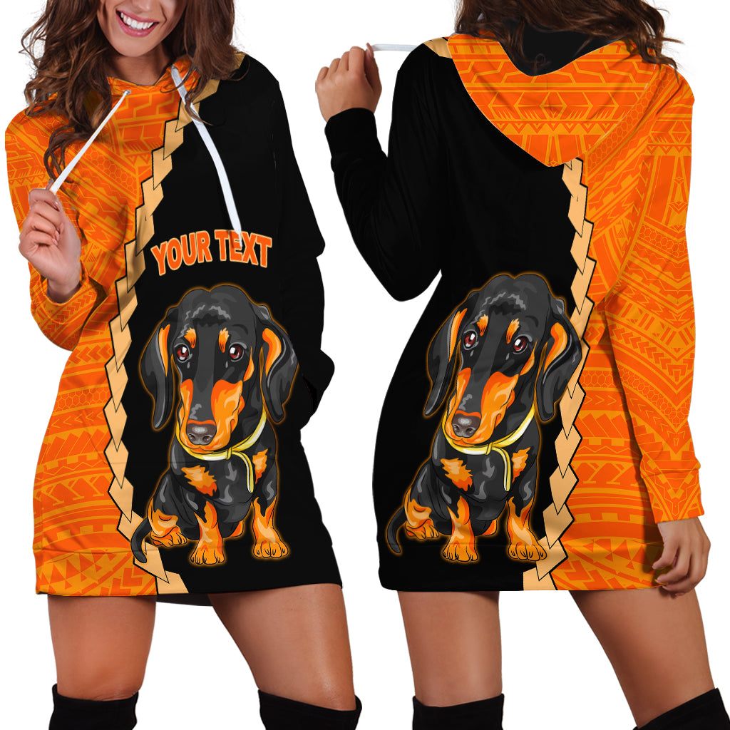 Custom Dachshund Dog Hoodie Dress With Polynesian Tribal Tattoo LT6 - Wonder Print Shop