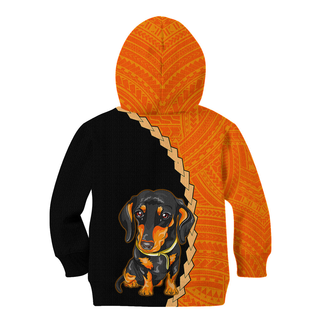Custom Dachshund Dog Kid Hoodie With Polynesian Tribal Tattoo LT6 - Wonder Print Shop