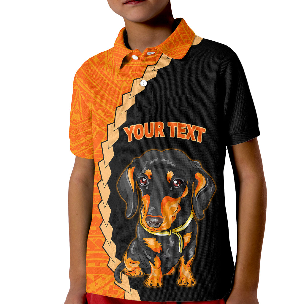 Custom Dachshund Dog Kid Polo Shirt With Polynesian Tribal Tattoo LT6 - Wonder Print Shop