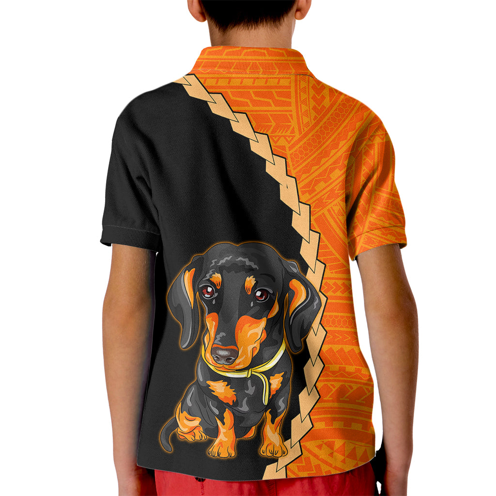 Custom Dachshund Dog Kid Polo Shirt With Polynesian Tribal Tattoo LT6 - Wonder Print Shop