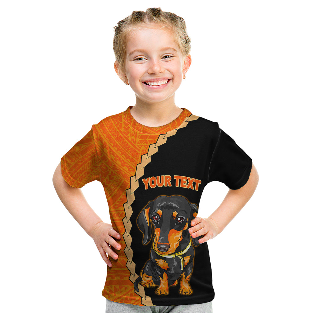 Custom Dachshund Dog Kid T Shirt With Polynesian Tribal Tattoo LT6 - Wonder Print Shop