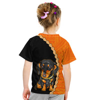 Custom Dachshund Dog Kid T Shirt With Polynesian Tribal Tattoo LT6 - Wonder Print Shop