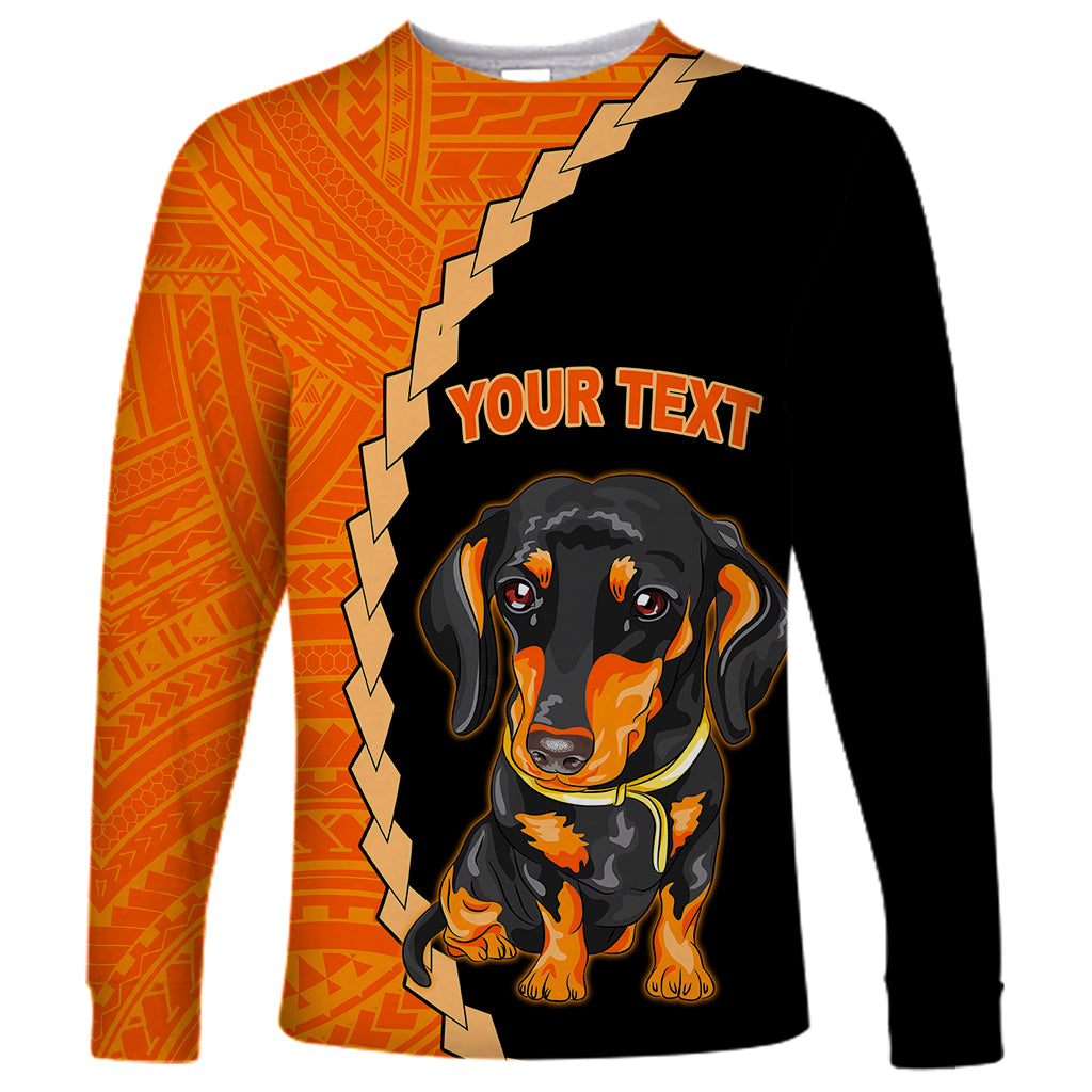 Custom Dachshund Dog Long Sleeve Shirt With Polynesian Tribal Tattoo LT6 - Wonder Print Shop