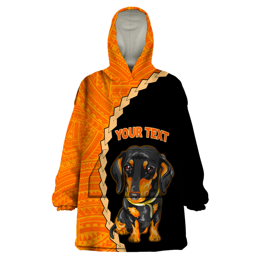 Custom Dachshund Dog Wearable Blanket Hoodie With Polynesian Tribal Tattoo LT6 - Wonder Print Shop