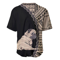 Custom Pug Dog Baseball Jersey With Polynesian Tribal Tattoo LT6 - Wonder Print Shop