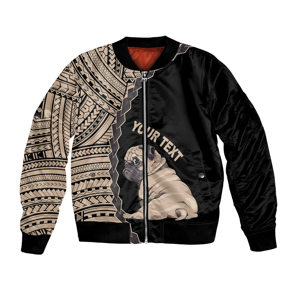 Custom Pug Dog Bomber Jacket With Polynesian Tribal Tattoo LT6 - Wonder Print Shop
